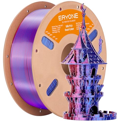 ERYONE Silk Dual Color PLA Filament 3D Printer 1.75mm +/- 0.03mm, Bicolor Filament Two Tone PLA 1KG(2.2lbs) Cardboard Spool, Red Blue
