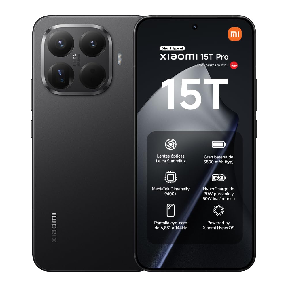 XIAOMI 15T Pro Smartphone 12+512GB Negro Lente óptica Leica Summilux