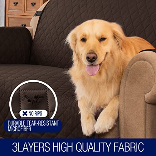 Subrtex Sofa Slipcover Reversible Sofa Cover Quilted Couch Cover Furniture Protector With Elastic Straps In Living Room Washable Slip Cover For Pets Kids Dogs (Loveseat, Coffee) #TOP3