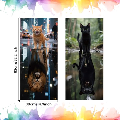 ANATTASOUL Mülleimer Aufkleber, 2 Blätter Mülltonnen Aufkleber 38×82cm Katze und Löwe Selbstklebend Aufkleber für Mülltonnen Mülleimer Aufkleber für Behälter, Kühlschrank