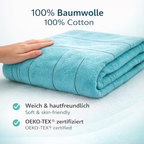 Betz Badetuch XXL Lines 90x180 cm – 100% Baumwolle, weich & saugstark – Strandtuch groß für Urlaub, Pool, Sauna & Outdoor – modernes Streifendesign Farbe türkis