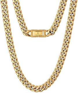 KRKC&CO Gold Chain Men's Necklace 18K Gold Plated/White Gold, Miami Cuban Link Chain for Men, Hip Hop Thick Curb Chains, Mens Gold Chain Necklace 3/4/6/8/9/10/12MM