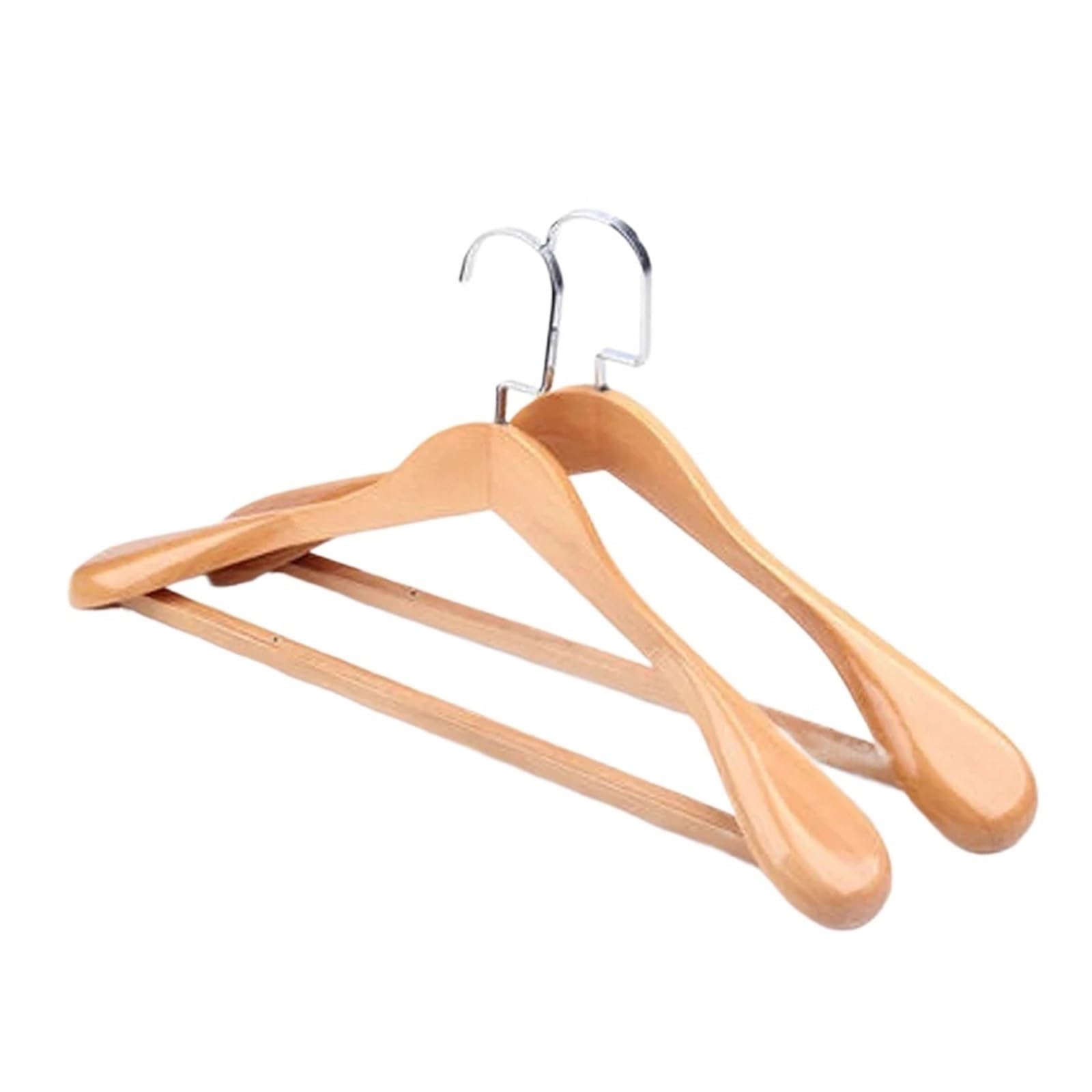 Wooden hangers 2pcs Thickened Suit Coat Hanger Solid-Wood Clothes Wide Shoulder Seamless Household Support Wooden for suit(Wood color2)
