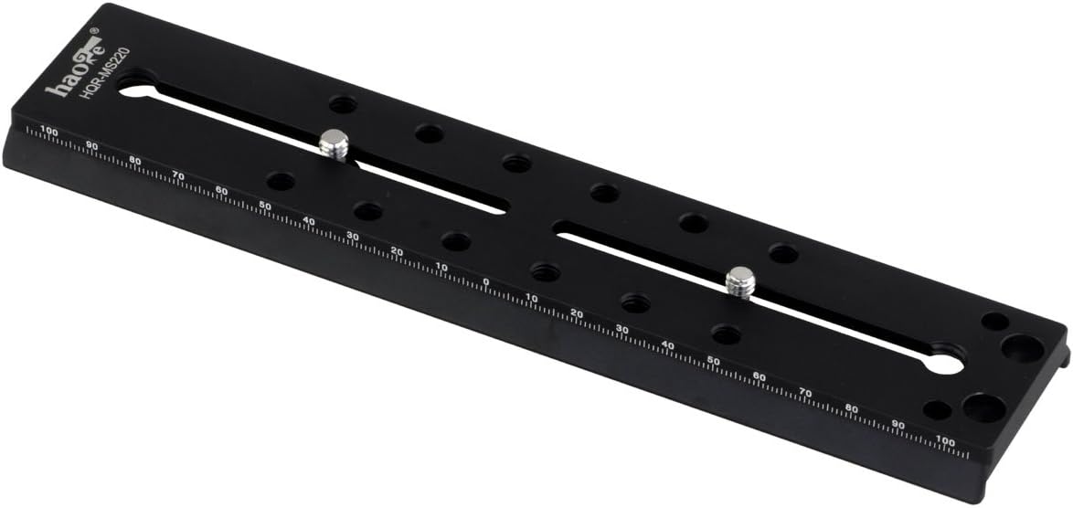 Haoge 220mm Rapid Connect Sliding Quick Release Plate for Manfrotto MVH400AHUS MVHN8AHUS MVHN12AHUS MVH608AHUS MVH612AHUS MVHN8AHUS MH054M0-Q5 MH055M0-Q5 MH055M8-Q5 MH057M0-Q5 Tripod Fluid Video Head