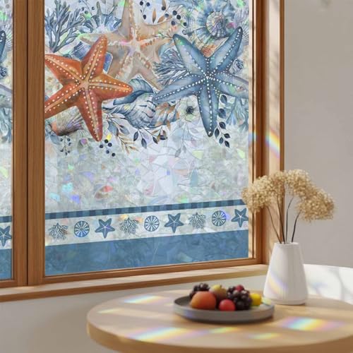 Película de privacidad para ventana arcoíris azul 17.7 x 78.7 pulgadas miniatura 4