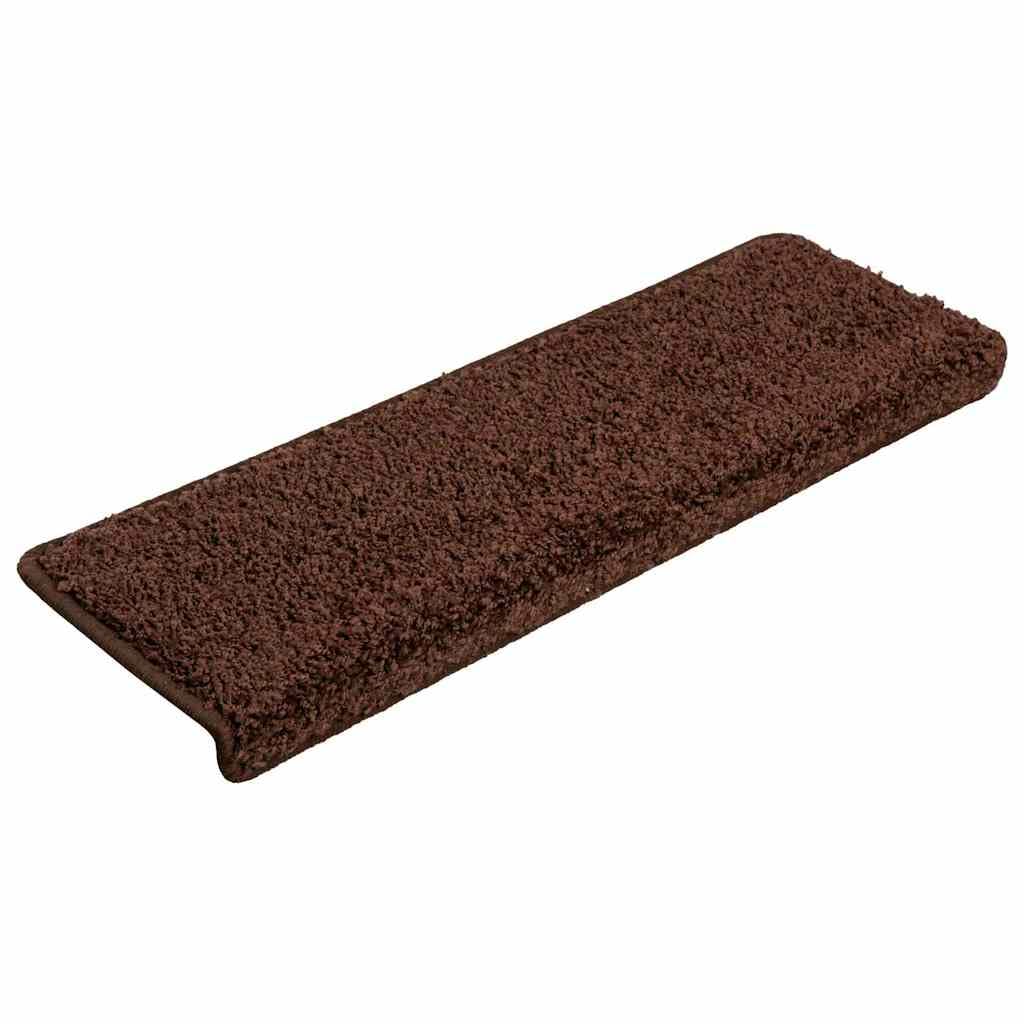 Tappetini per gradini 15 pezzi 65 x 21 x 4 cm marrone