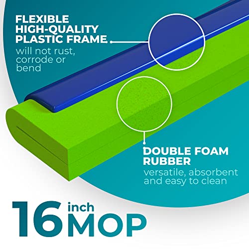 Image of HeloMor 16 Inch Floor Squeegee Head 3 Pack, Foam Squeegee Broom for Garage, Patio, Deck, Tile, Shower and Concrete Floors, Handle Not Included