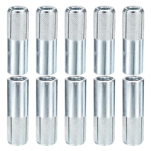 DTGN 3/4" x 3-1/8" Drop-in Anchors - 25 Pack - Good for Dry Walls Hollow Bricks Plaster - Carbon Steel Sleeve Anchors Tool Expansion Anchors - Silver