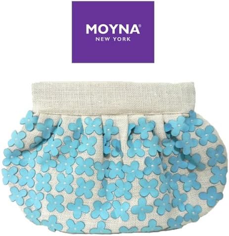 Amazon モイナ Moyna 梨花さん愛用 フラワークラッチバッグ Moyna 1739 並行輸入品 Ivory Turquoise アイボリー ターコイズ Moyna クラッチバッグ