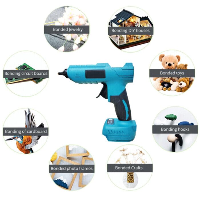 Pistola Incollatrice per Colla a Caldo Elettrica,con Due Batterie al Litio 48V, Cordless, Riscaldamento Rapido Manico Ergonomico, 1 stick diametro 11 mm, per Arte DIY Scuola Hobby Artigianato