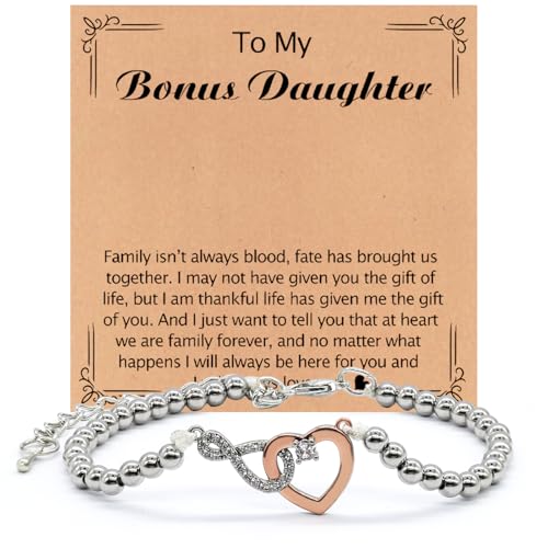 To My Daughter Bracelet from Mom Bonus Daughter Bracelet Mother and Daughter Bracelet Infinity Heart Bracelet Adjustable Silver Bracelet Christmas Gifts Stocking Stuffers for Daughter