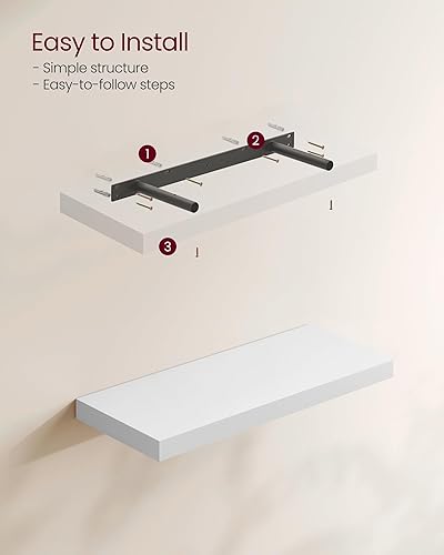 Miniatura 3 de VASAGLE ULWS057W01 - Juego de 3 estantes flotantes, para montaje en pared, 8 x 23.6 x 1.5 pulgadas, estantes de exhibición para marcos de fotos,