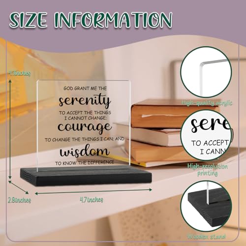 Serenity Prayer Office Decor Sign, God Grant Me The Serenity, Inspirational Gifts Positive Saying Quotes Signs, Sobriety Recovery Plaque Mental Health Gift for Mom Women Friends Colleague TZJ51