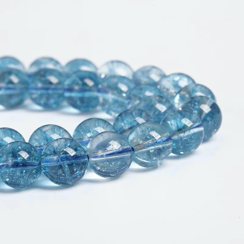 Perline di c blu chiaro naturale di qualità 5A, perline sciolte di c blu screpolato per la creazione di gioielli, bracciali, collane da donna, 4-12 mm, quarzo fantasma fantasma, 12 mm, 31-32 pez