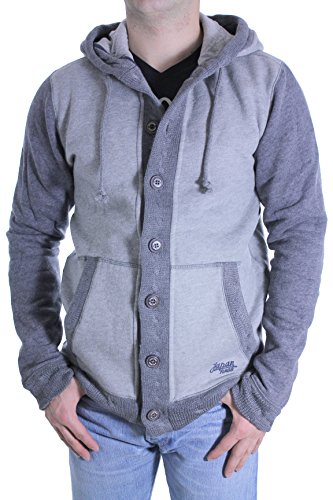 Japan Rags Tory - Sweat-Shirt - À Capuche - Manches Longues - Homme - Gris (Grey Mélange) - Small...