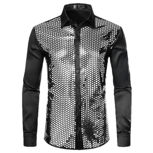 Chemise brillante homme disco à paillettes pour tenue de spectacle