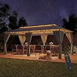 JUMMICO Tensione Pieghevole 3x3 Impermeabile con Illuminazione Solare, Tetto Doppio Strato Lusso Resistente a Vento, Pioggia e Raggi UV per Feste e Ricevimenti da 4 a 8 Persone