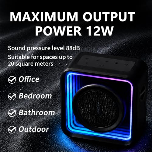 itcavl Small Bluetooth Speaker with Strap, IP68 Waterproof Small Cute 6.0 Bluetooth Speaker with Aux Input, TF Card, TWS Pairing, RGB Light, 20H Play time, Mini Bluetooth Speakers for Shower, Office - image 3