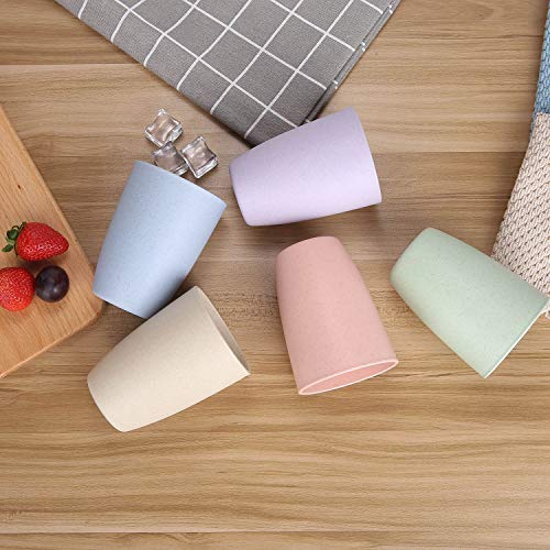 Luckyzone Wheat Straw Unbreakable Cup (12 Oz) - Reusable Drinking Glasses Set Of 5 - Dishwasher Safe Tumbler - Bpa Free & Eco-Friendly (5Pcs) #TOP3