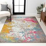 JONATHAN Y Modern Abstract Yellow/Multi Indoor Area Rug, 4x6, Contemporary POP, Transitional, Easy-Cleaning for Living Room, Bedroom, Kitchen, Pet Friendly, Non-Shedding (CTP107B-4)