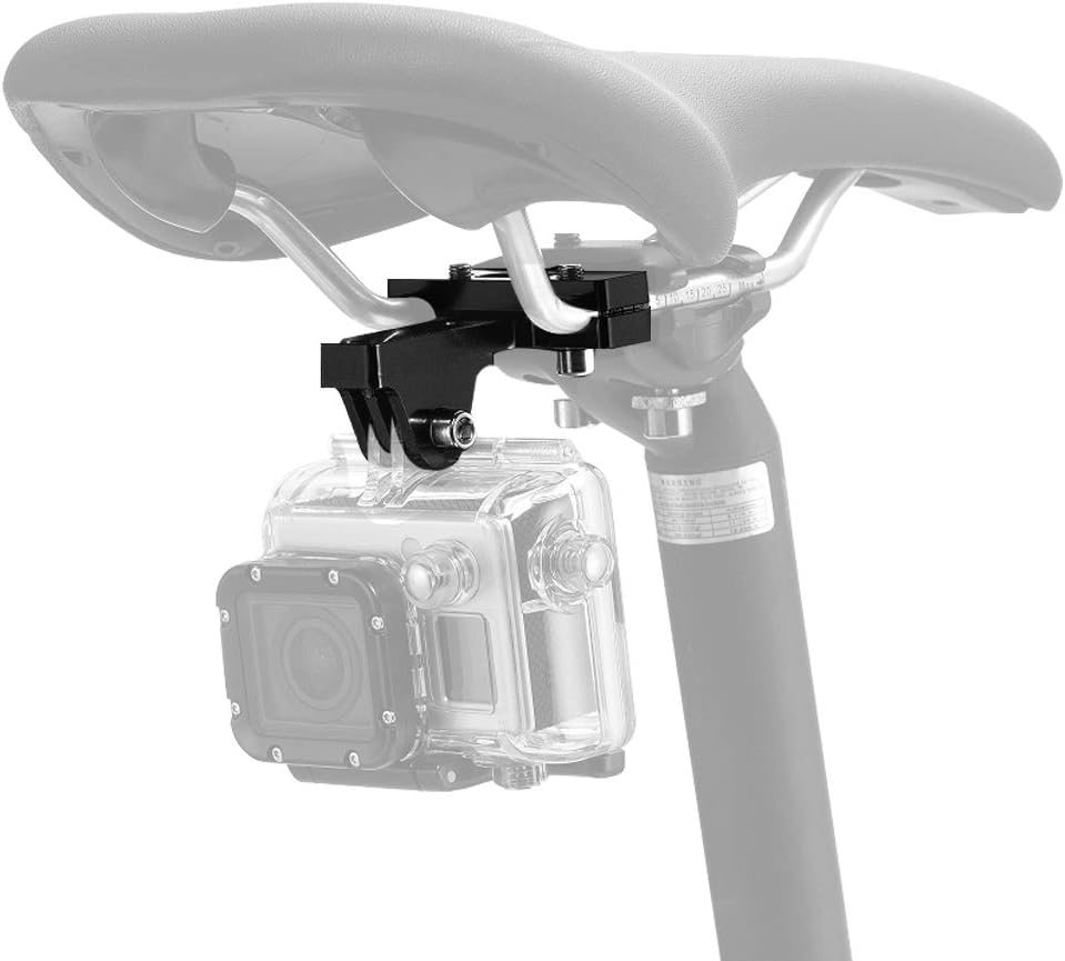 Bicycle Saddle Rail Camera Mount Bike Seat Mount for GoPro Hero 10/9/8/7/6/5s/5/4s/4/3+ Campark AKASO DJI OSMO Action Cameras Accessories(Black)