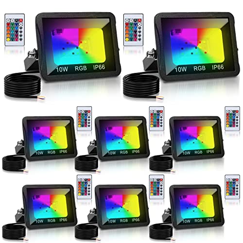 Projecteur LED RGB extérieur 10W étanche IP66 spot de couleur avec télécommande pour allée