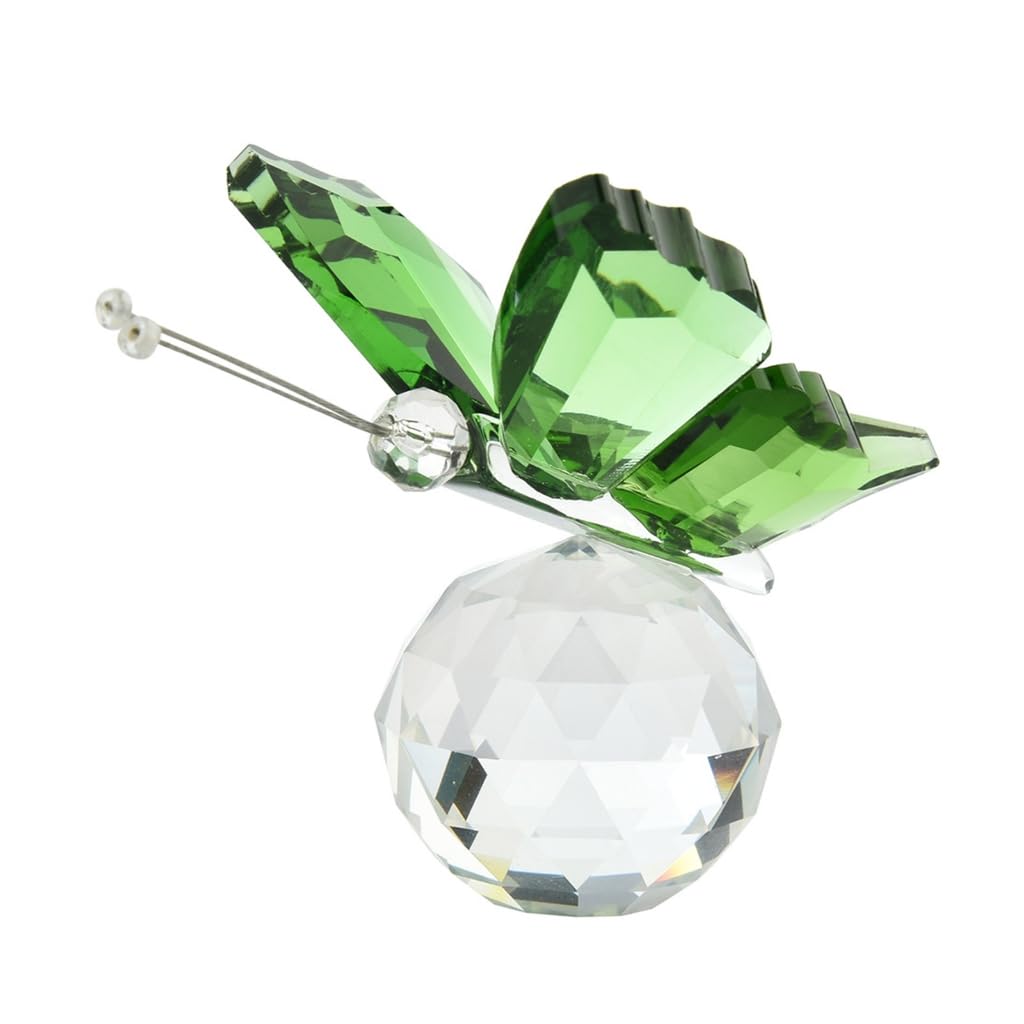 Movdyka Set di 2 decorazioni a forma di farfalla in vetro fatto a mano con farfalla in cristallo, centrotavola decorativo per souvenir di casa, regalo di compleanno per donne (rosa e viola