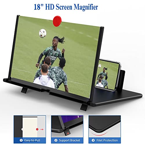 Image of 18'' Screen Magnifier for Cell Phone, Fanlory 3D HD Magnifying Screen Enlarger Expanders for Movies, Videos, and Gaming, Foldable Phone Stand with Screen Amplifier, Gifts for Mom Dad