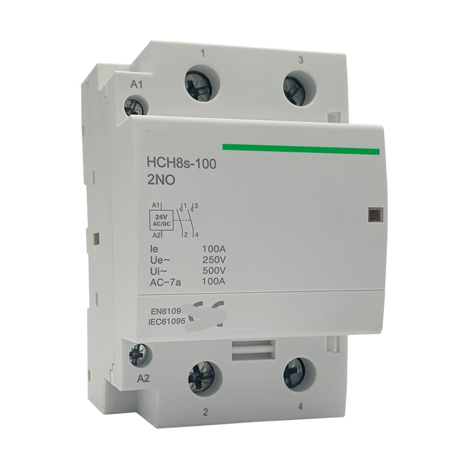 Contacteur CC HCH8-100 2P 2NO pour rail DIN domestique 24V