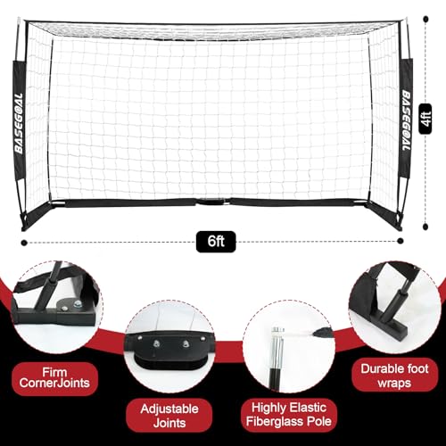 BaseGoal Soccer Goal,Soccer Net,Soccer Goals for Backyard,with Bow Frame,Collapsible Metal Base and Agility Ladder