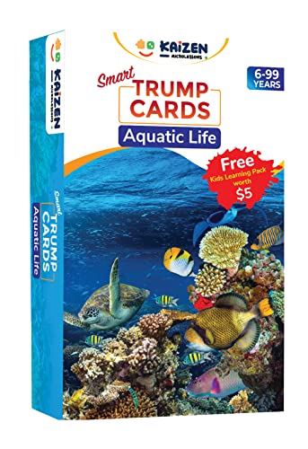 Image of Kaizen MicroLessons: Aquatic Life Smart Trump Cards. Cards to Enhance General Awareness for Age 6-13. Learn While Playing. General Knowledge for Kids, Adults and Families. Gifts for Kids