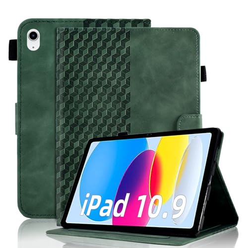 Housse iPad 11th/10th Gen ideale pour travailler au cafe avec cet etui cuir PU vert fonce