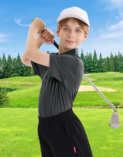 Image of Polo Shirts for Boys Golf Polo Shirt Short Sleeve Boys Performance Polo Dry Fit Stretch Collared UPF50+ Kids Golf Shirts