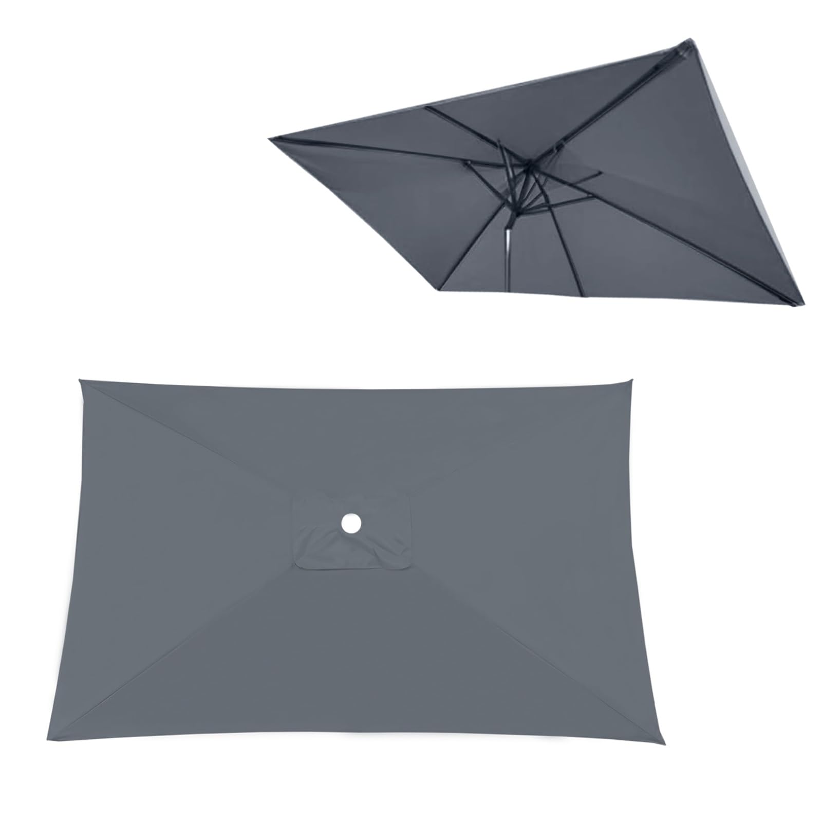 Outdoor Umbrella Canopy Replacement 4 6 8 Ribs Square/Rectangle, Patio Parasol Fabric Cover Replacement Top UVProtection Waterproof, Umbrella Cover Standby For Garden Deck Backyard Pool(Greys,2X3m)