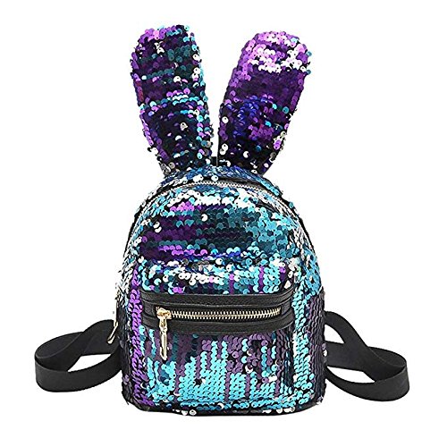 Emorias 1 Pcs Mochila de Estudiante Niño Oreja de Conejo Lentejuelas Dibujos Animados