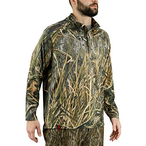Mossy Oak Men's Standard Hunting Shirts Lightweight Quarter Zip Camo, Shadow Grass Habitat, Medium #TOP7