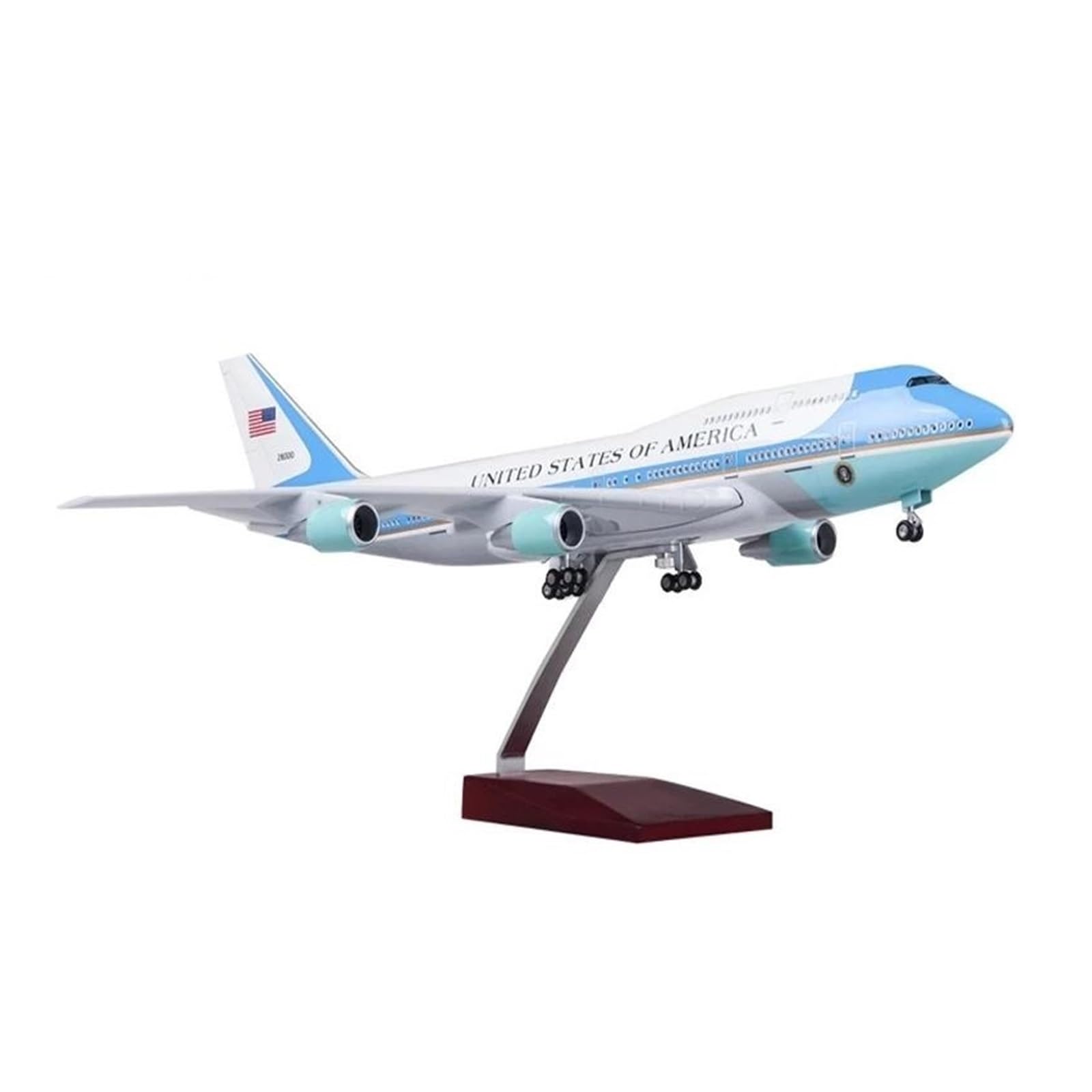 Modelo Air Force One Boeing 747 escala 1:150 de resina con luces LED 8