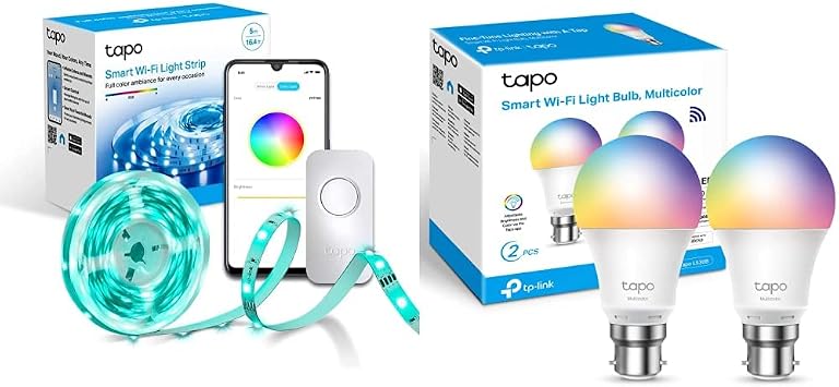 Tapo TP-Link Smart LED Light Strip, 5m L900-5 Smart Bulb, Smart WiFi LED Light, B22, 8.7W, Works with Amazon AlexaEcho and Echo Dot, Google Home, L530B2-Pack[Energy Class F]