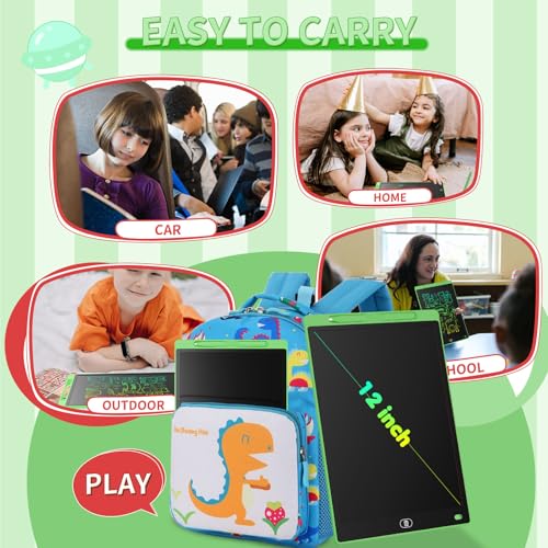 Image of [2 Pieces] LCD Writing Board, 12 Inches, Genialba Colourful LCD Writing Tablet, LCD Writing Tablet, Electronic Tablet, Graphic Tablet for Children's Games 2 3 4 5 6 7 Years Boys Girls (Blue & Green)