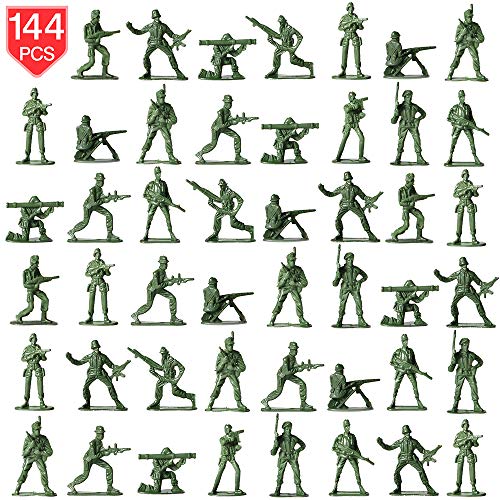 PROLOSO Toy Soliders Green Army Men Action Figures Plastic Army Men Sets Military Toys Various Poses Bulk Pack of 144