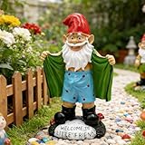 Tirifer 8.3inch/21cm Big Size Garden Gnome, Funny Outdoor Indoor Statue Gnome for Patio Lawn Garden Yard, Resin Naughty Dwarf Sculpture Art Decoration Unique Gift for Yard Balcony Porch Housewarming
