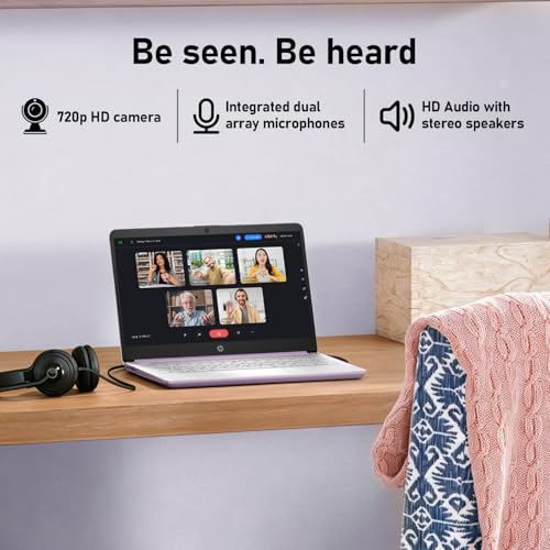 Image of HP dq6012dx 14 inch Laptop, Intel N150 Processor (Up to 3.6GHz), 4GB RAM, 128GB eMMC Storage, 14-inch Micro-Edge Display, Wi-Fi 6, Webcam, HDMI, Windows 11 Home in S Mode, Purple, Bundle with PCO Cooler