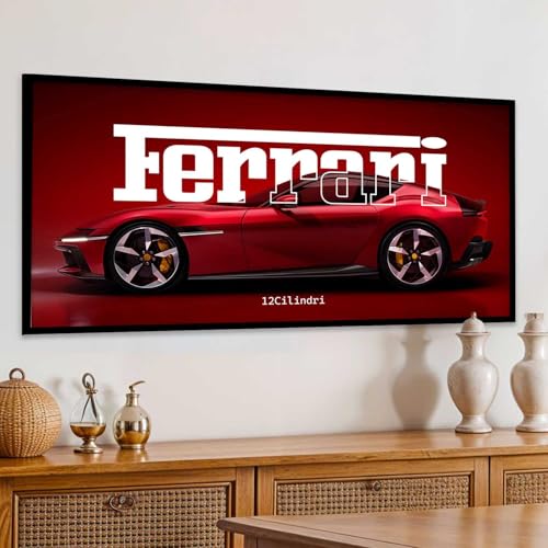Image of kotart Big ferrari Car Framed Posters Gift Items for Boys Room Wall Decoration Bedroom Living Room Office Studio Decor | Car Poster Frame for Wall Decor Set Of 1 Size (10 x 19 inch)