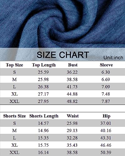 Difficort Women's Pajama Sets Short Sleeve Shirt And Shorts Set 2 Piece Pjs Loungewear,Navy,X-Large #TOP4