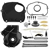 YEHERIT EA888 1.8L 2.0L Engine Timing Chain Kit with Cover Tensioner Guide Rail Compatible with Audi A3 A4 A5 S3 S4 S5 Q3 Q5 TT Volkswagen Jetta Golf Passat Tiguan CC Replace # 06K109158AD 06H109210AG