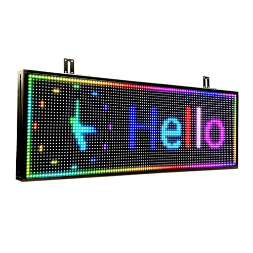 KHUSINA Scrolling Programmable Led Sign, Outdoor Digital Word Led Pantalla Para Publicidad Usb Wifi Bright Advertising Enabled Control Display Small Message Board Lights 39"×14"