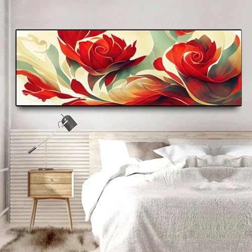 Toile fleurs rouges 40x120 cm pour raviver un mur blanc vide