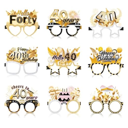 Konsait Brille zum 40. Geburtstag, 18 Stück, Partyzubehör, Hello Forty Cheers to 40 Years