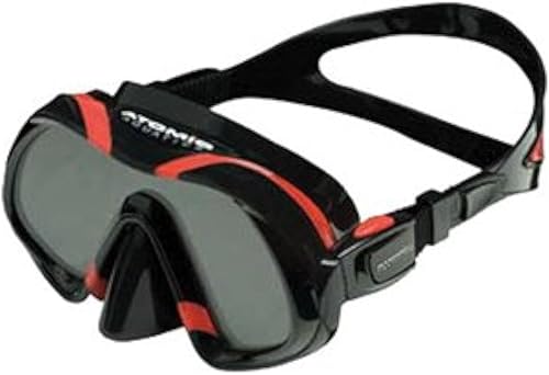 Atomic Venom - Máscara de buceo con vista panorámica ultra ancha, ultra transparente, color rojo