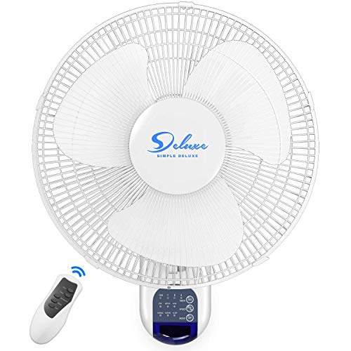 Simple Deluxe Household Quiet 16-Inch Digital Wall Mount Oscillating Exhaust Fan with Remote